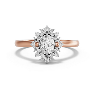 Image for Oval Fancy Halo Ring with Knife Edge Cathedral band