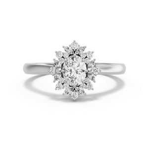 Image for Oval Fancy Halo Ring with Knife Edge Cathedral band