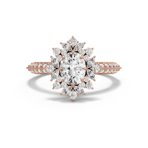 Image for Oval Fancy Halo Ring with Knife Edge Pave band