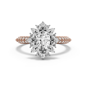 Image for Oval Fancy Halo Ring with Knife Edge Pave band