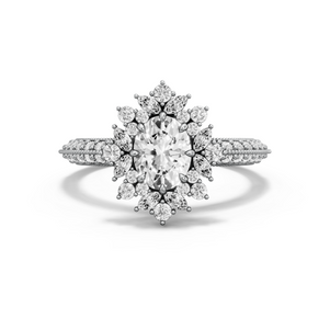 Image for Oval Fancy Halo Ring with Knife Edge Pave band