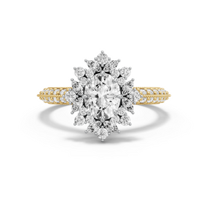 Image for Oval Fancy Halo Ring with Knife Edge Pave band