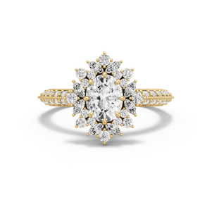Image for Oval Fancy Halo Ring with Knife Edge Pave band