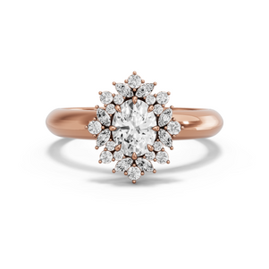 Image for Oval Fancy Halo Ring with Knife Edge Solitaire band