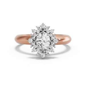 Image for Oval Fancy Halo Ring with Knife Edge Solitaire band
