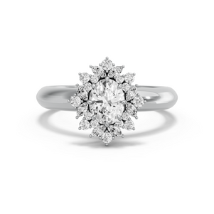 Image for Oval Fancy Halo Ring with Knife Edge Solitaire band