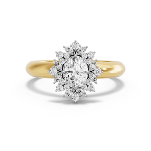 Image for Oval Fancy Halo Ring with Knife Edge Solitaire band