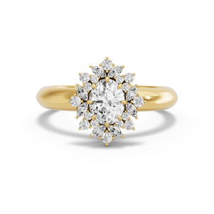Image for Oval Fancy Halo Ring with Knife Edge Solitaire band