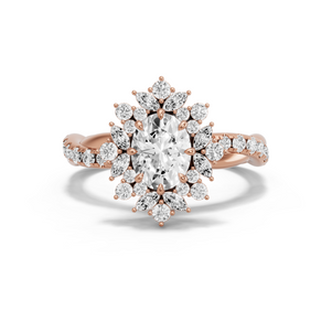 Image for Oval Fancy Halo Ring with Rope Pave band