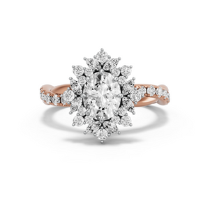 Image for Oval Fancy Halo Ring with Rope Pave band
