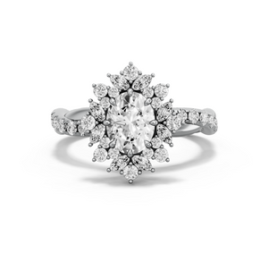 Image for Oval Fancy Halo Ring with Rope Pave band