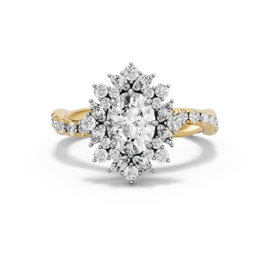 Image for Oval Fancy Halo Ring with Rope Pave band