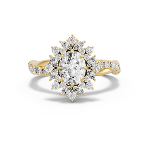 Image for Oval Fancy Halo Ring with Rope Pave band