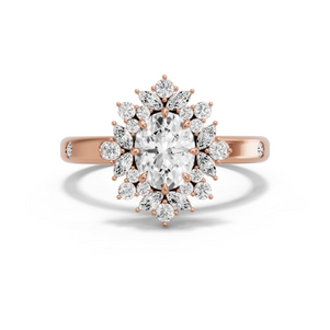 Image for Oval Fancy Halo Ring with Sleek Accent band