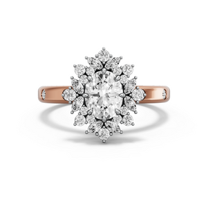 Image for Oval Fancy Halo Ring with Sleek Accent band