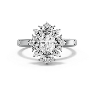 Image for Oval Fancy Halo Ring with Sleek Accent band