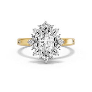 Image for Oval Fancy Halo Ring with Sleek Accent band