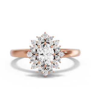 Image for Oval Fancy Halo Ring with Solitaire band