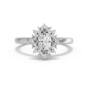 Image for Oval Fancy Halo Ring with Solitaire band