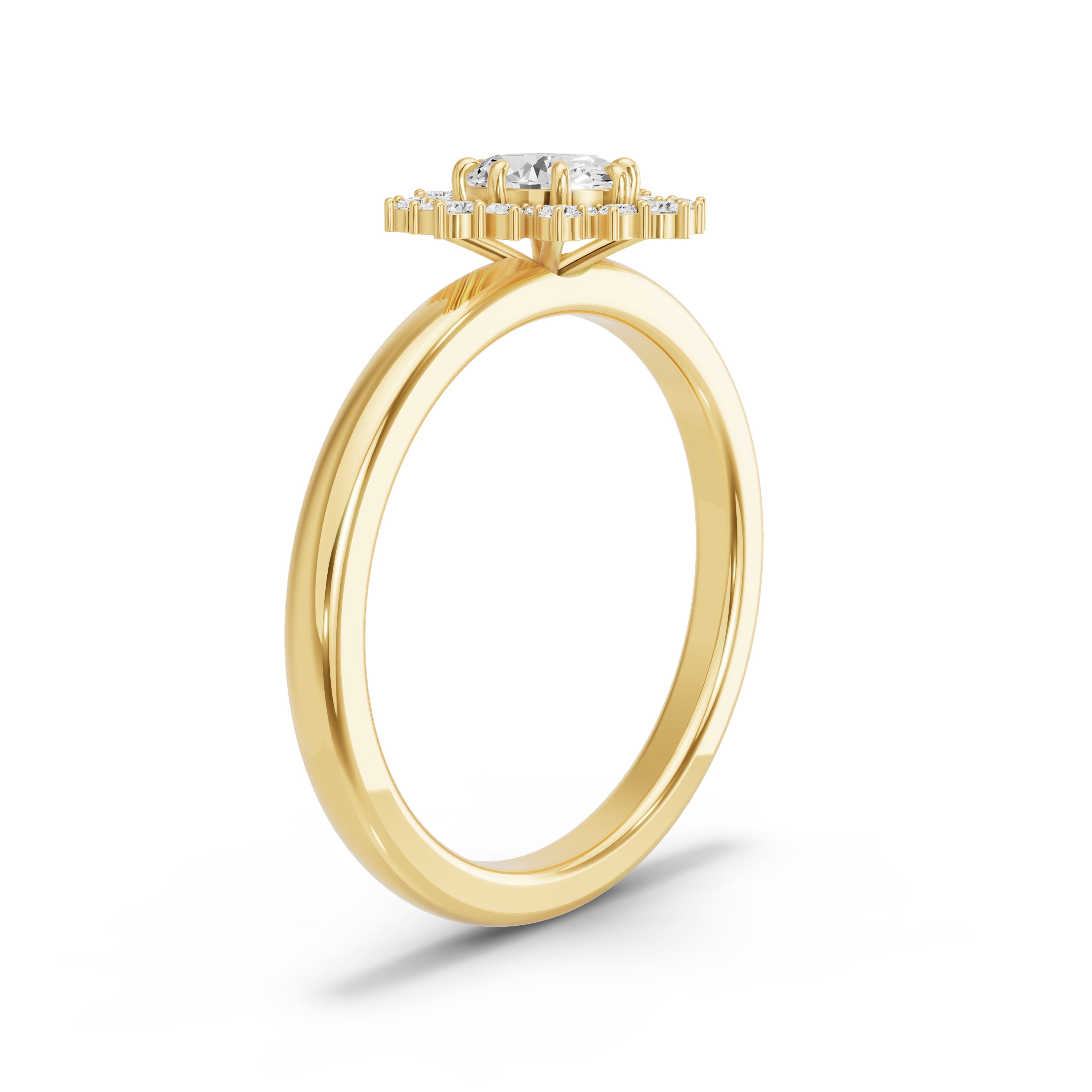 Image for Oval Fancy Halo Ring with Solitaire band in 18K Yellow Gold