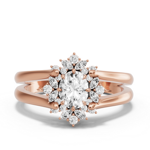 Image for Oval Fancy Halo Ring with Split Ring Solitaire band