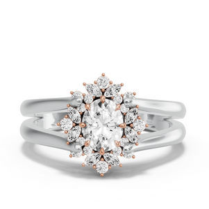 Image for Oval Fancy Halo Ring with Split Ring Solitaire band