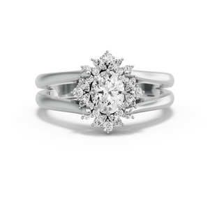 Image for Oval Fancy Halo Ring with Split Ring Solitaire band