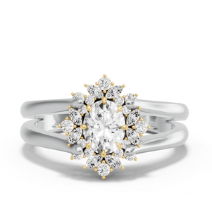 Image for Oval Fancy Halo Ring with Split Ring Solitaire band