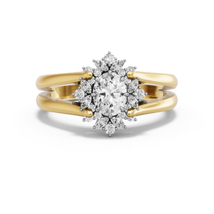 Image for Oval Fancy Halo Ring with Split Ring Solitaire band
