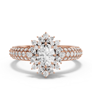 Image for Oval Fancy Halo Ring with Triple Row Pave band