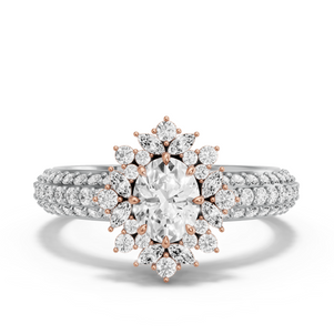 Image for Oval Fancy Halo Ring with Triple Row Pave band