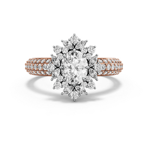 Image for Oval Fancy Halo Ring with Triple Row Pave band