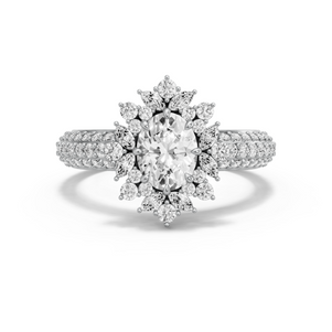 Image for Oval Fancy Halo Ring with Triple Row Pave band