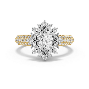Image for Oval Fancy Halo Ring with Triple Row Pave band