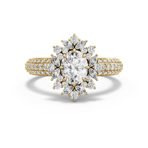 Image for Oval Fancy Halo Ring with Triple Row Pave band