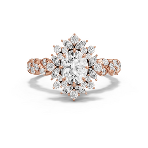 Image for Oval Fancy Halo Ring with Twist Pave band
