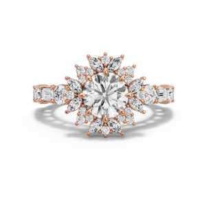 Image for Round Fancy Halo Ring with Alternating Baguette band