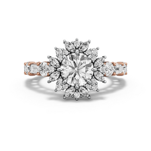 Image for Round Fancy Halo Ring with Alternating Baguette band
