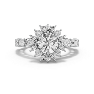 Image for Round Fancy Halo Ring with Alternating Baguette band