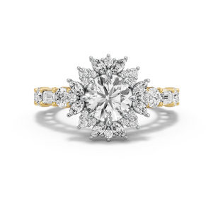 Image for Round Fancy Halo Ring with Alternating Baguette band