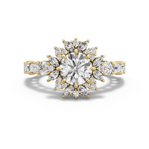 Image for Round Fancy Halo Ring with Alternating Baguette band