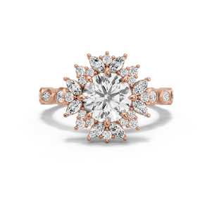 Image for Round Fancy Halo Ring with Alternating Marquise band