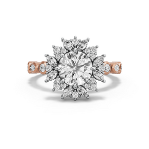 Image for Round Fancy Halo Ring with Alternating Marquise band