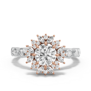 Image for Round Fancy Halo Ring with Alternating Marquise band