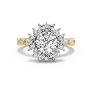 Image for Round Fancy Halo Ring with Alternating Marquise band
