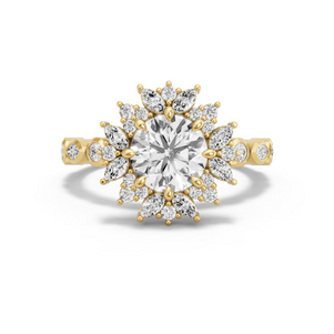 Image for Round Fancy Halo Ring with Alternating Marquise band