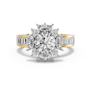 Image for Round Fancy Halo Ring with Baguette Channel band