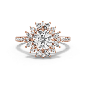 Image for Round Fancy Halo Ring with Cathedral Pave band