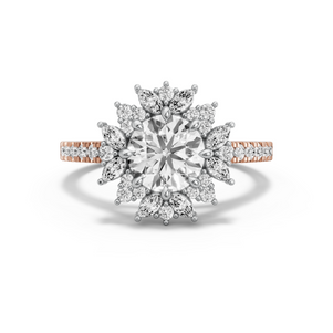 Image for Round Fancy Halo Ring with Cathedral Pave band
