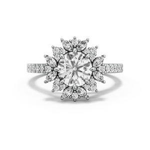 Image for Round Fancy Halo Ring with Cathedral Pave band